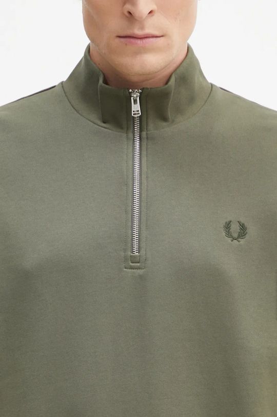 Βαμβακερή μπλούζα Fred Perry Half Zip Sweatshirt πράσινο M3574.W49