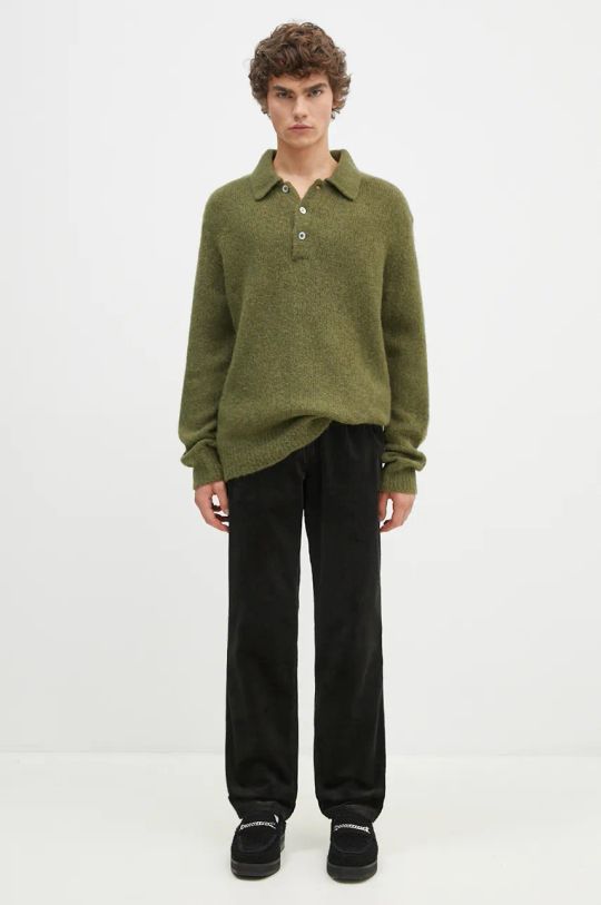 Norse Projects woolen jumper Rasmus Relaxed Brushed Polo N45.0614.8098 green