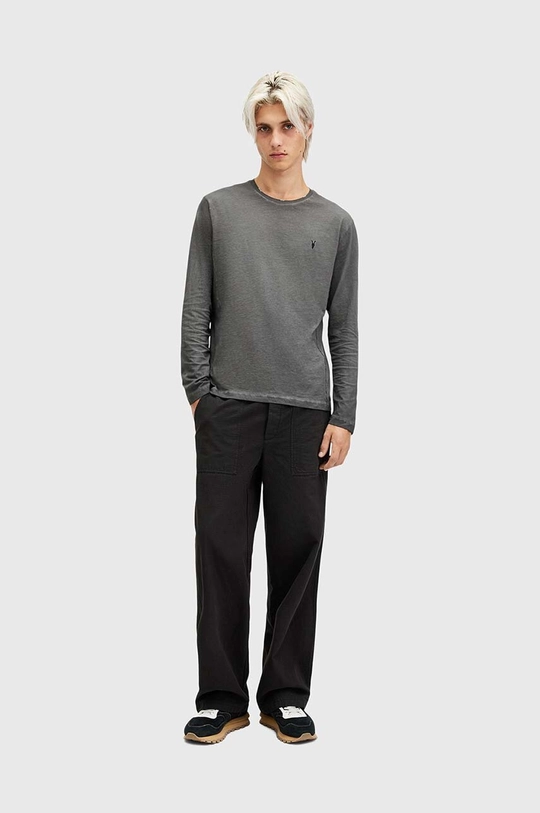 AllSaints top a maniche lunghe in cotone CASA LS CREW nero M011JB