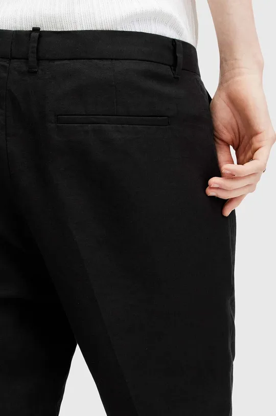 črna Lanene kratke hlače AllSaints ORA TALLIS