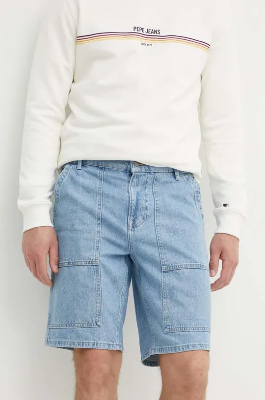 niebieski Pepe Jeans szorty jeansowe RELAXED SHORT UTILITY Męski