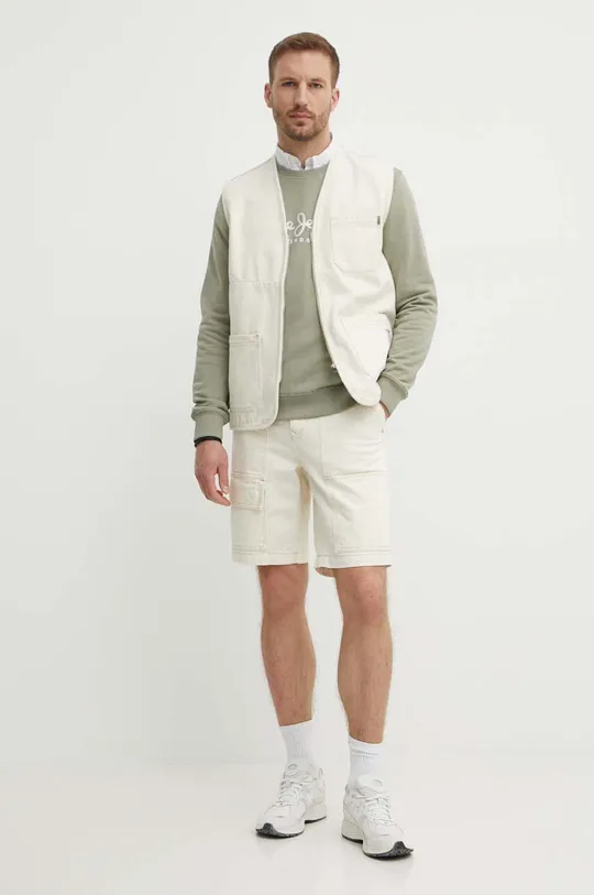 Pepe Jeans szorty jeansowe RELAXED SHORT UTILITY COLOUR beżowy