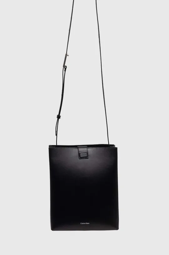 čierna Kožená kabelka Calvin Klein