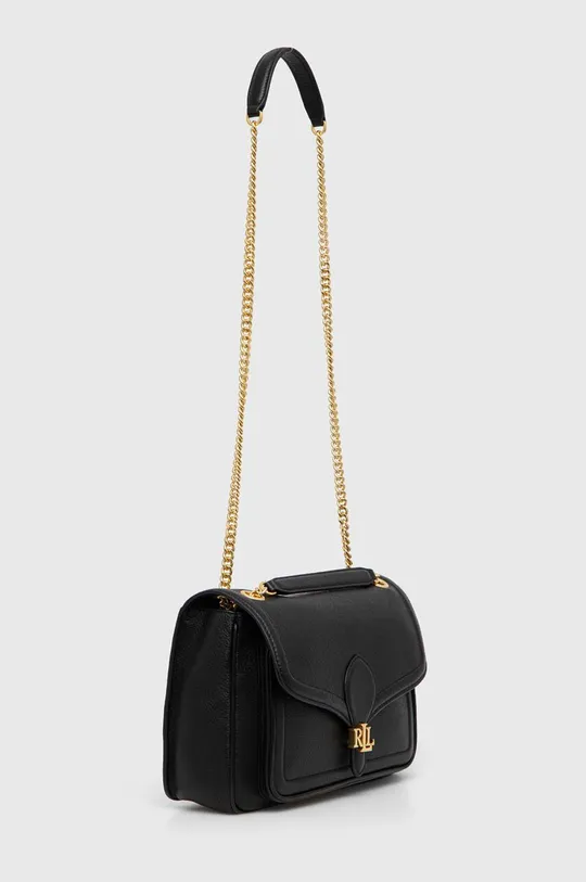 Δερμάτινη τσάντα Lauren Ralph Lauren μαύρο