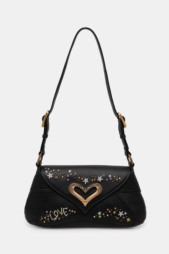 Pinko borsa a mano in pelle pelle fiore nero 103763.A1YW