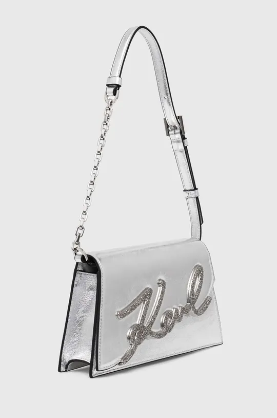 Karl Lagerfeld torebka skórzana srebrny