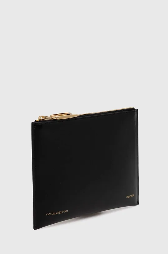 Kožená listová kabelka Victoria Beckham čierna