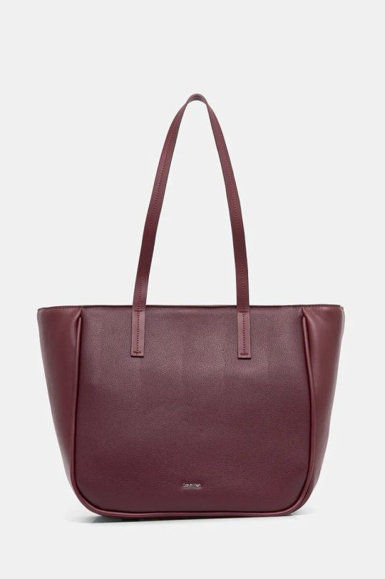 Torbica Calvin Klein Imitacija zrnatega usnja bordo K60K612523