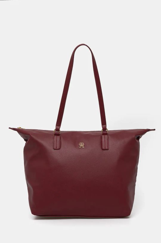 Torba Tommy Hilfiger imitacija zrnate kože bordo AW0AW16477