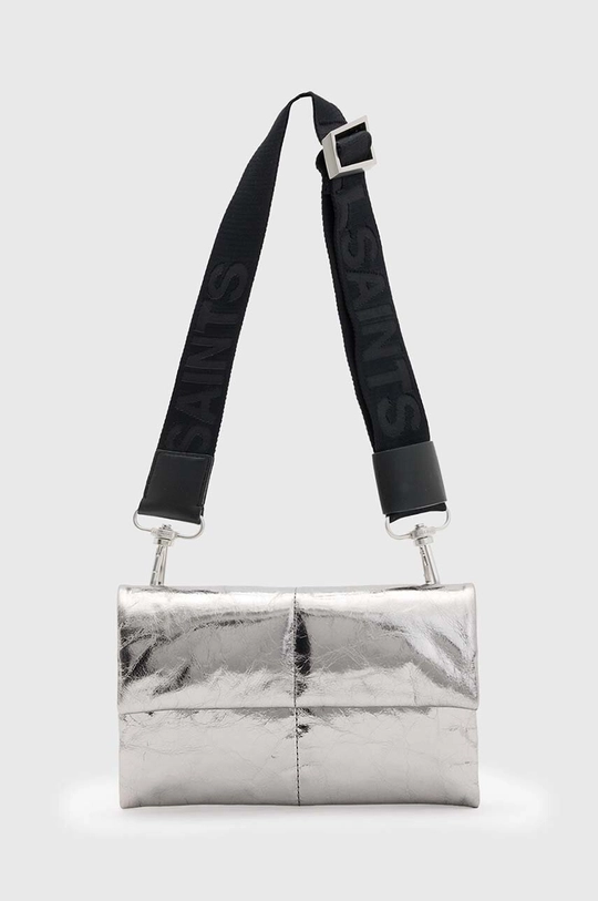 Кожена чанта AllSaints EZRA QUILT CROSSBODY гладка кожа сребърен W308XB