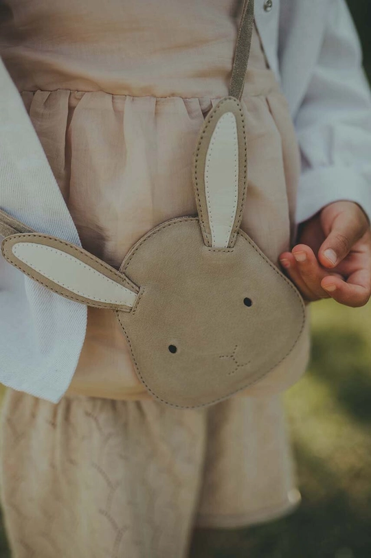 Detská kožená kabelka Donsje Britta Classic Purse Bunny usňová koža béžová 5001008.