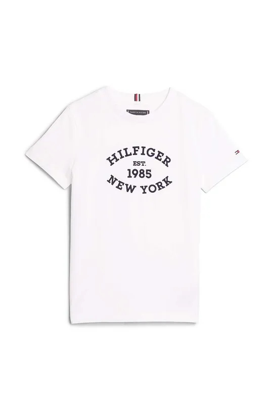 Детская хлопковая футболка Tommy Hilfiger KB0KB08658.9BYH.128.176 белый AW24