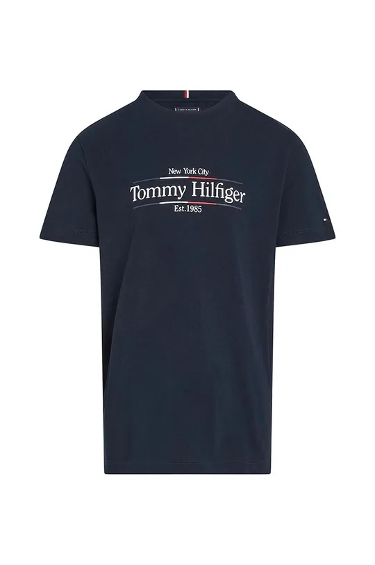 Дитяча бавовняна футболка Tommy Hilfiger KB0KB09158.9BYH.116.122 темно-синій AW24