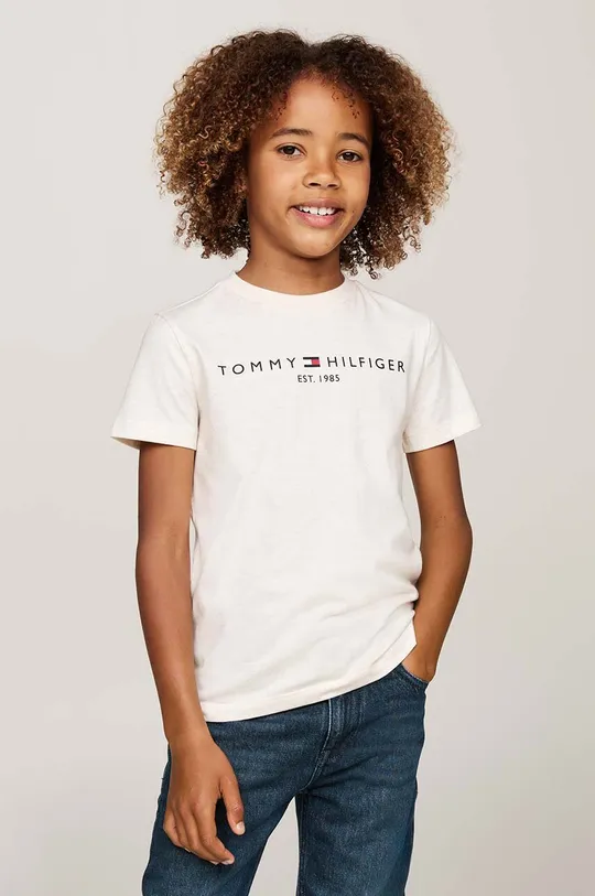 Детская хлопковая футболка Tommy Hilfiger хлопок бежевый KS0KS00397.9BYH.128.176