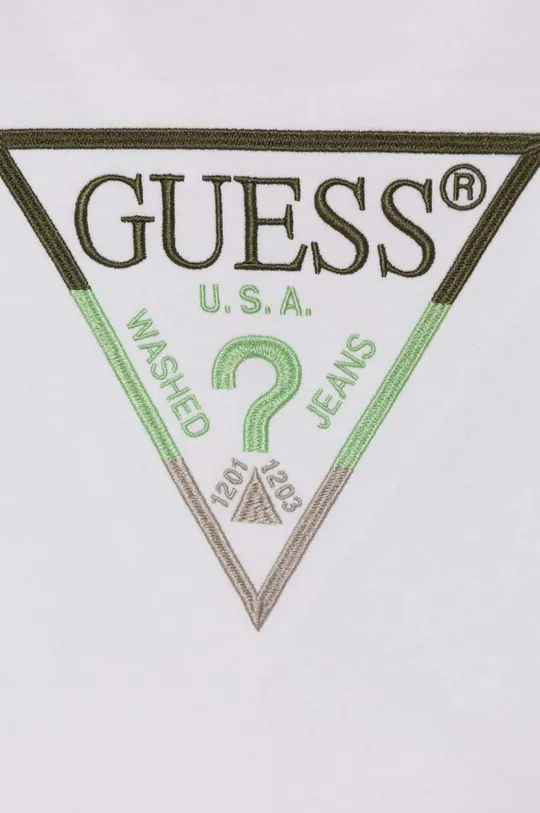 Otroška bombažna kratka majica Guess bela
