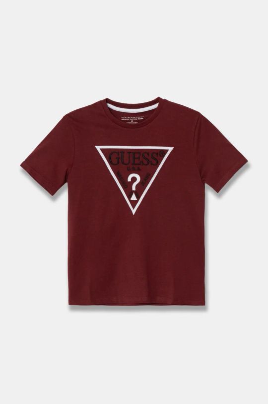 Guess tricou de bumbac pentru copii imprimeu burgundia L4YI54.K8HM4.9BYH