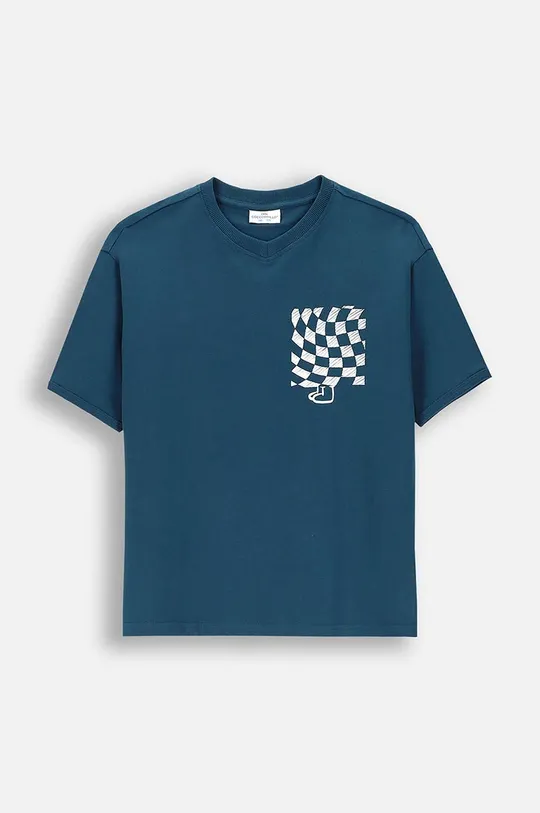Дитяча бавовняна футболка Coccodrillo дрібний узор темно-синій ZC4143204ABJ