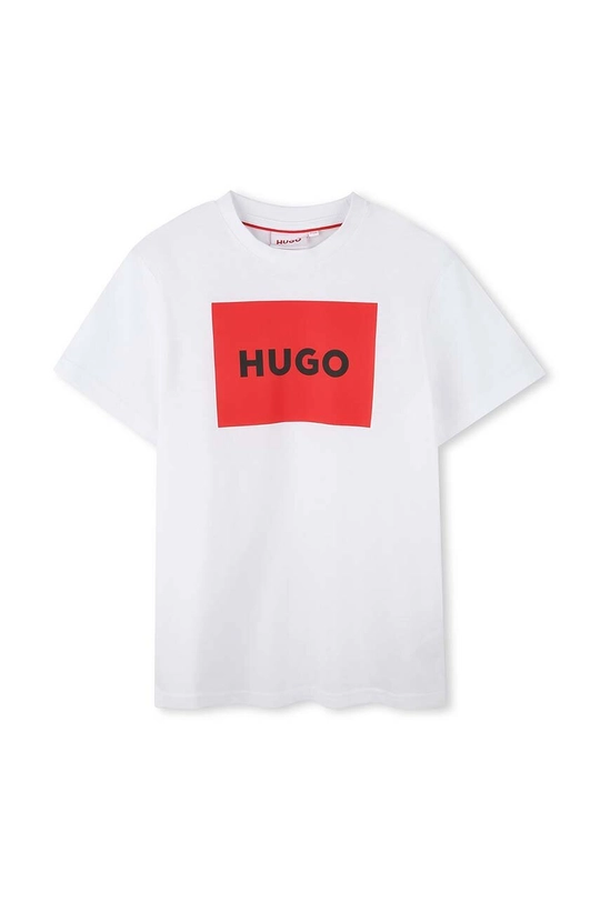 HUGO t-shirt bawełniany dziecięcy nadruk biały G00144.102.108