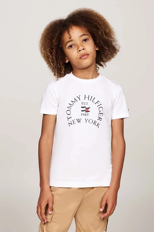 Tommy Hilfiger t-shirt bawełniany dziecięcy nadruk biały KB0KB09278.9BYH.128.176