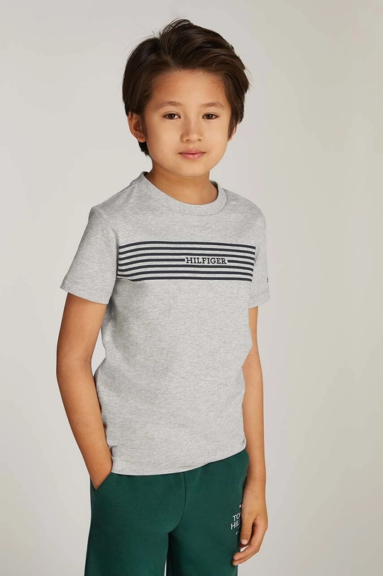 Tommy Hilfiger t-shirt in cotone per bambini cotone grigio KB0KB09464.9BYH.128.176