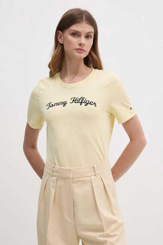żółty Tommy Hilfiger t-shirt bawełniany Damski