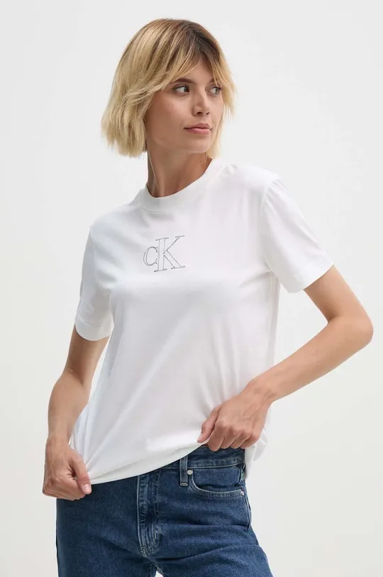 biela Bavlnené tričko Calvin Klein Jeans Dámsky