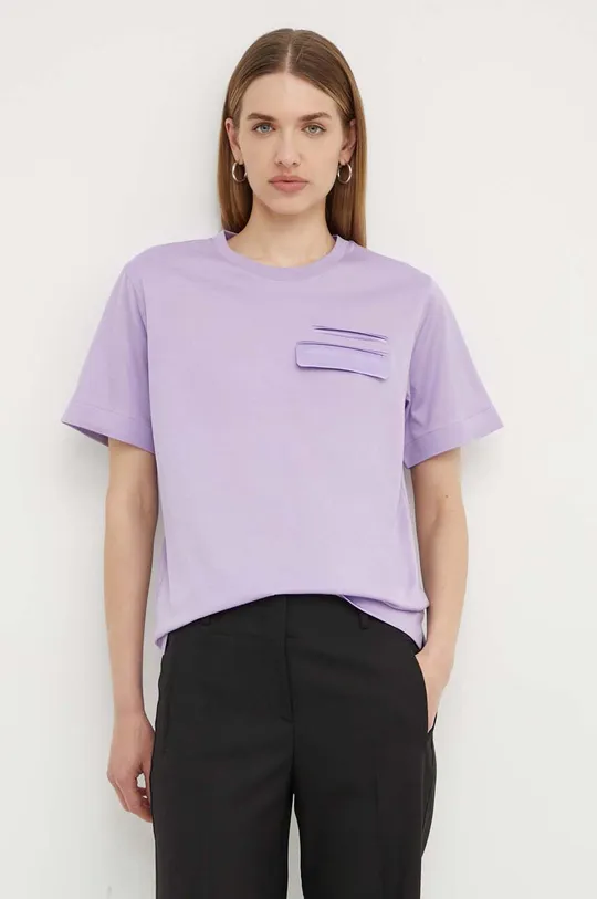 фиолетовой Хлопковая футболка BOSS Женский