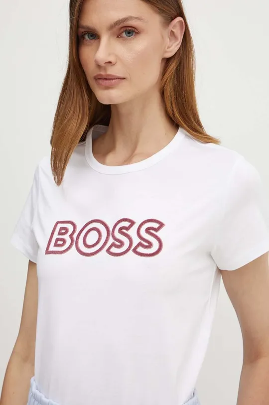 белый Хлопковая футболка BOSS