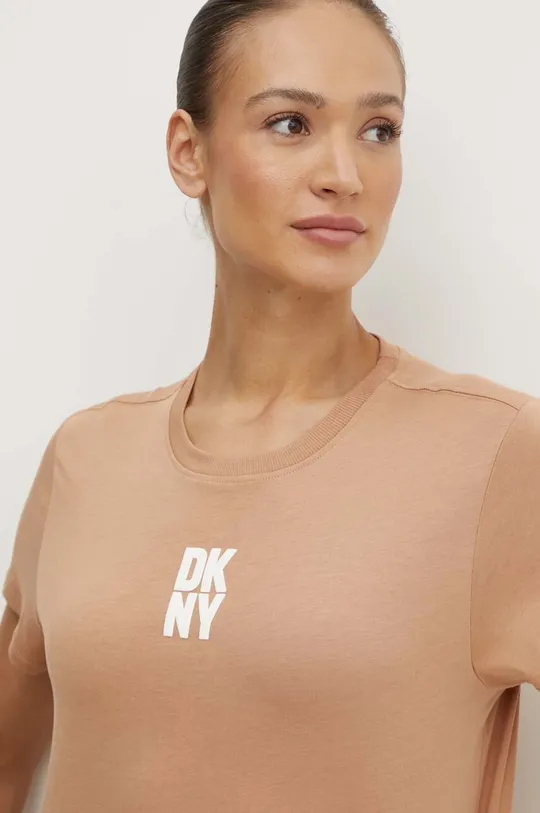 καφέ Βαμβακερό μπλουζάκι DKNY