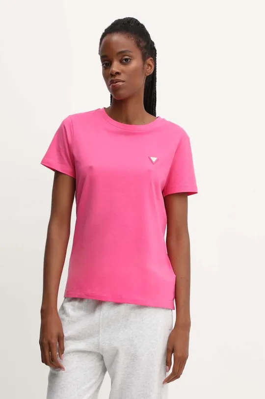 różowy Guess t-shirt COLETTE Damski
