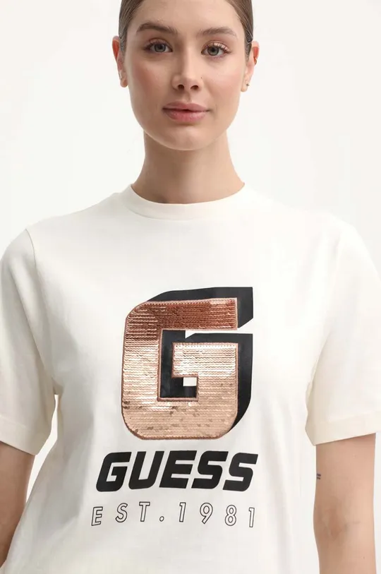beżowy Guess t-shirt bawełniany INS