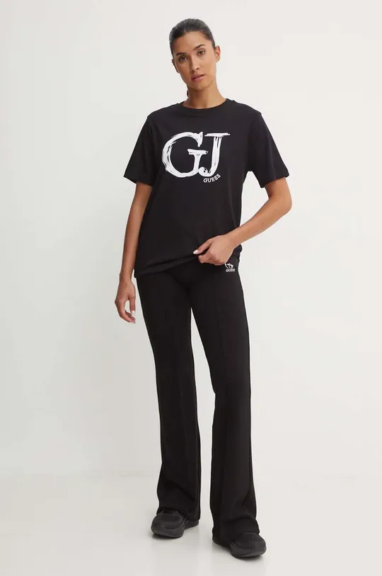 Bombažna kratka majica Guess SARA črna