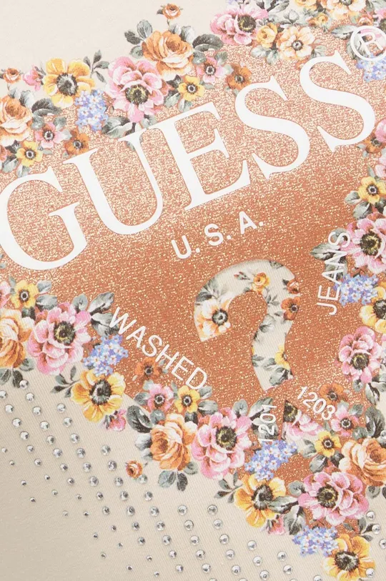 beżowy Guess t-shirt BOUQUET