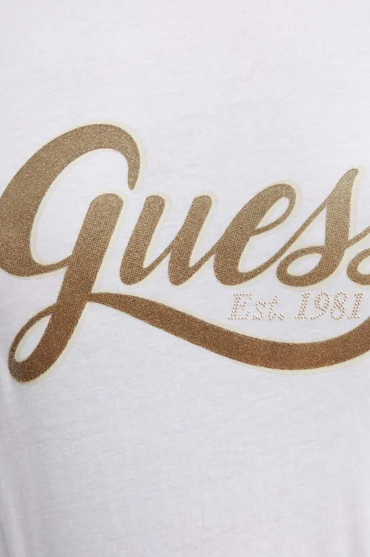 Bombažna kratka majica Guess GLITTERY Ženski