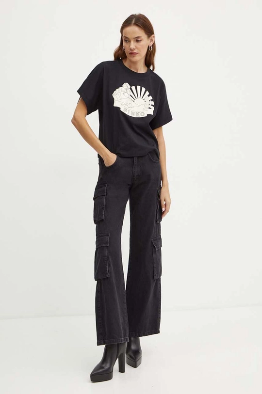 Pinko t-shirt bawełniany 103993.A23Z czarny AW24