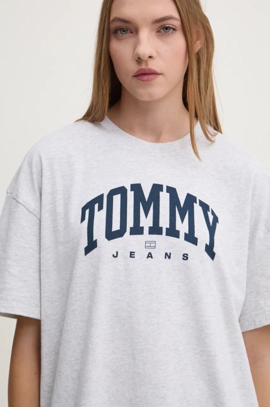 Bavlněné tričko Tommy Jeans šedá DW0DW18403