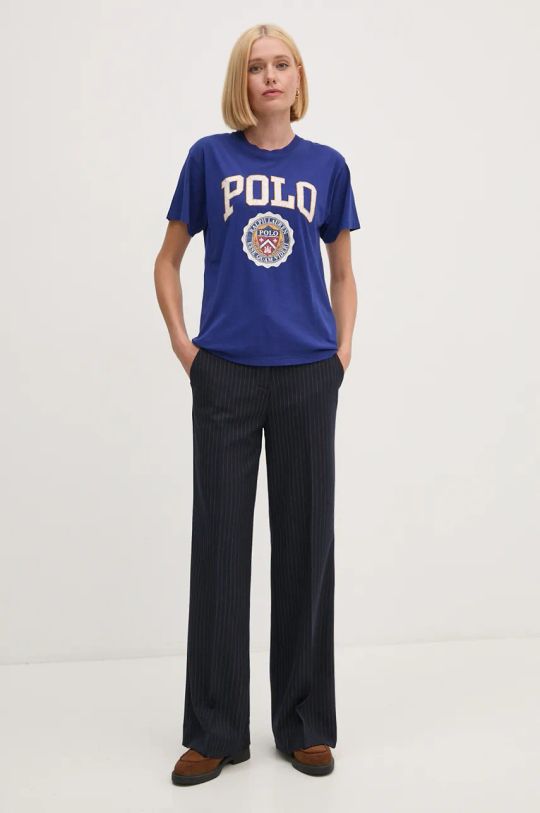 Хлопковая футболка Polo Ralph Lauren 211941206 голубой AW24