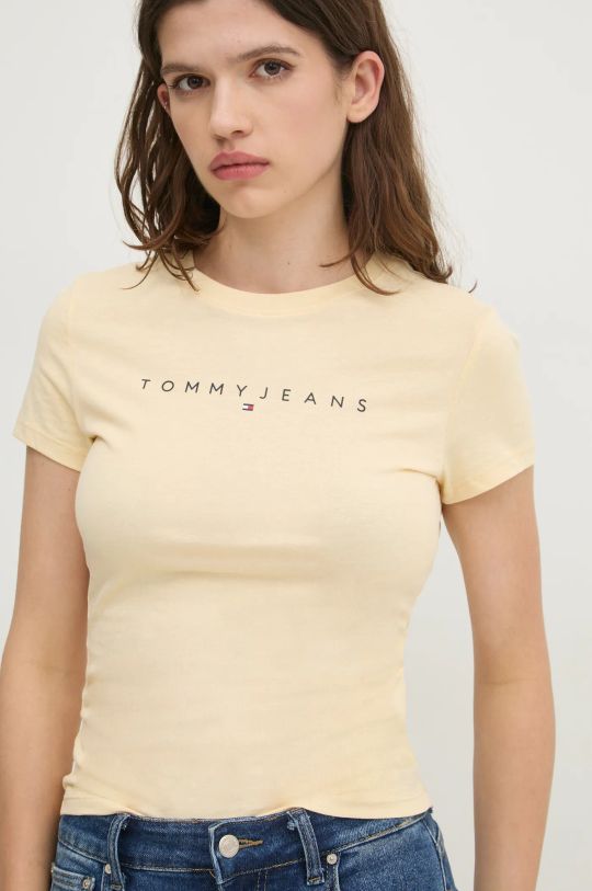 Bombažna kratka majica Tommy Jeans rumena DW0DW18398