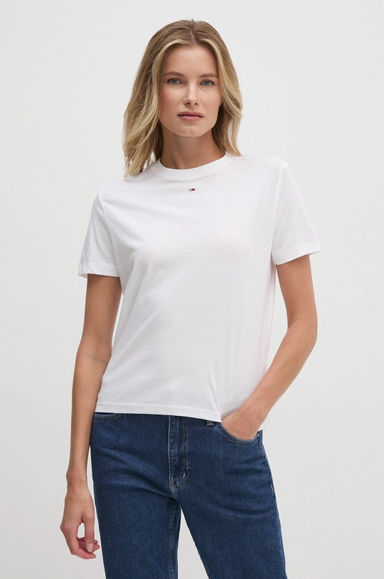 Tommy Jeans t-shirt in cotone DW0DW18441 bianco AW24