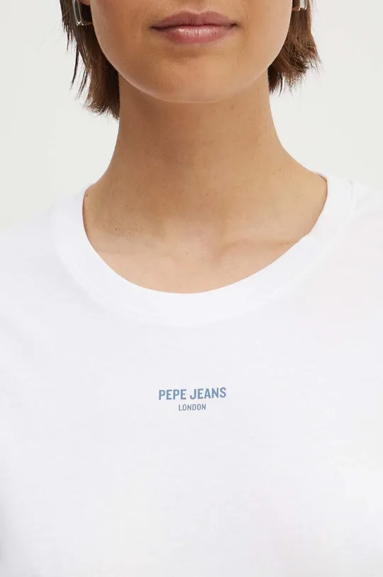 λευκό Βαμβακερό μπλουζάκι Pepe Jeans EMILY