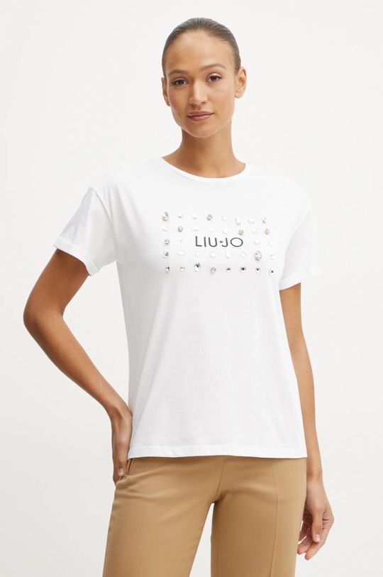 Liu Jo t-shirt bawełniany nadruk biały WF4413.J5904