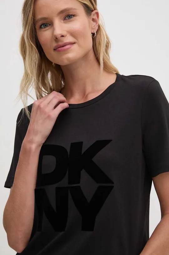 Bavlněné tričko Dkny potisk černá D2G4A221