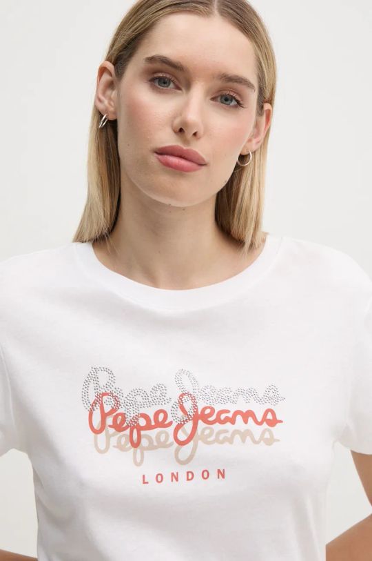 Βαμβακερό μπλουζάκι Pepe Jeans GALEY λευκό PL505941