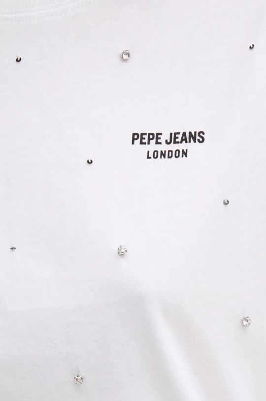 Βαμβακερό μπλουζάκι Pepe Jeans ELIN PL505943 λευκό