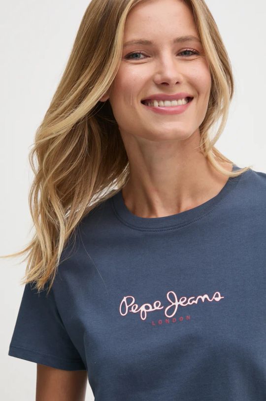 Βαμβακερό μπλουζάκι Pepe Jeans FIORE σκούρο μπλε PL505951