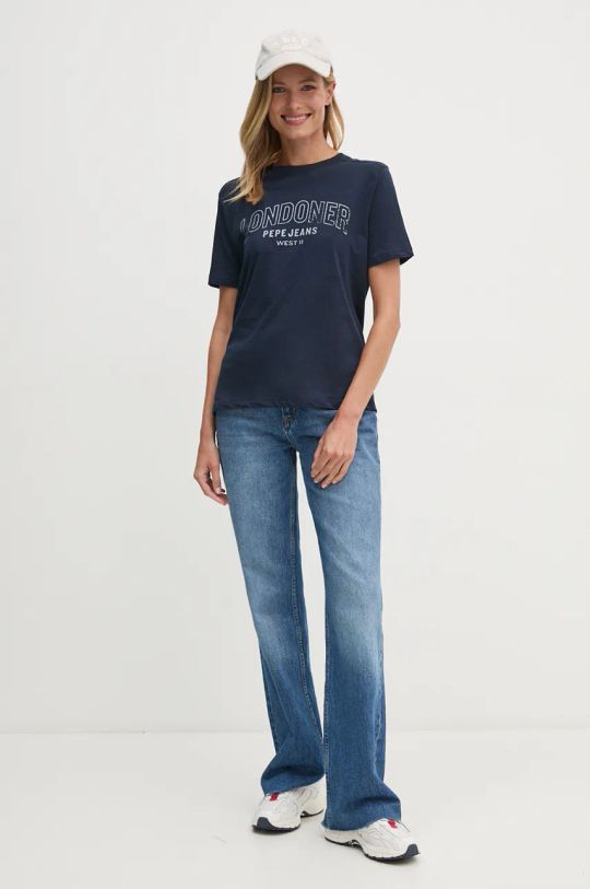 Βαμβακερό μπλουζάκι Pepe Jeans GABBY PL505968 σκούρο μπλε AW24