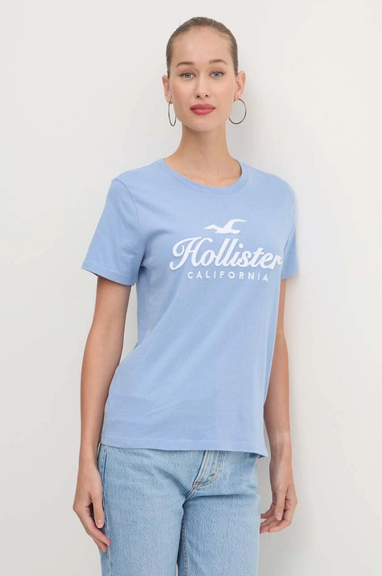 Βαμβακερό μπλουζάκι Hollister Co. μπλε KI357.3285.220