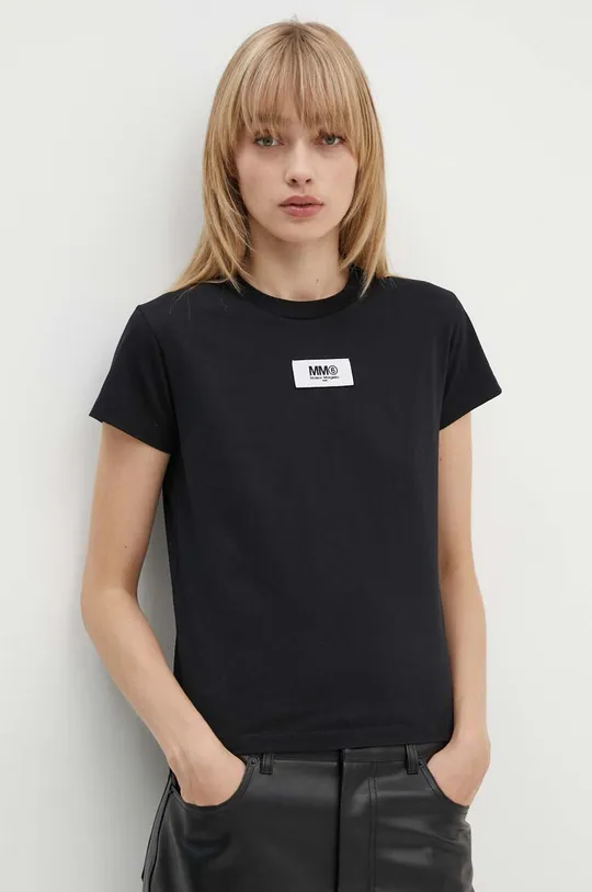 črna Bombažna kratka majica MM6 Maison Margiela Ženski