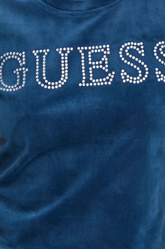 Βελούδινο μπλουζάκι Guess COUTURE V4BI29.KBXI2 τιρκουάζ