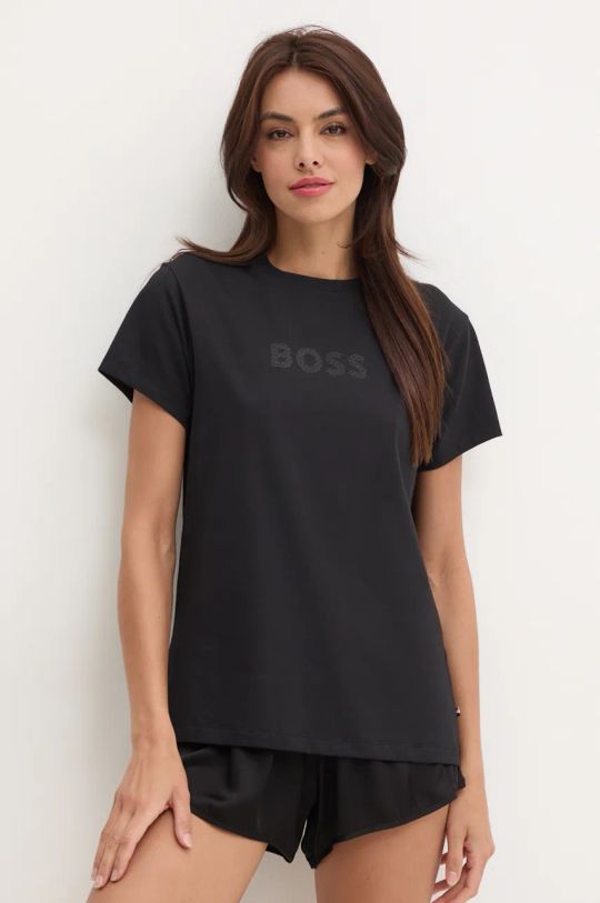 BOSS maglietta lounge applique nero 50527303